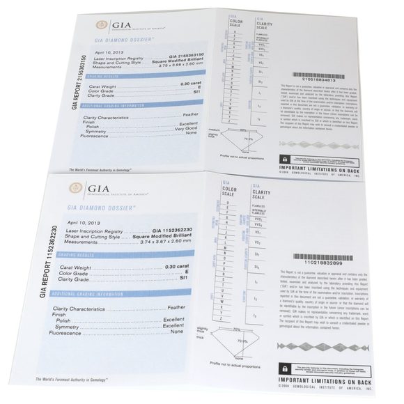 Blue Nile Princess Diamond Dangle Earrings in 14K Gold GIA Certified E SI 0.60CT - Picture 3 of 3